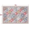 thumbnail image 4 of Toyoso 2x3 Area Rug Living Room Rugs - Washable Vintage Floral Soft Thin Large Rug Indoor Floor No Slip Rug Carpet for Bedroom Under Dining Table Home Office Decor - Multi Red, 4 of 9