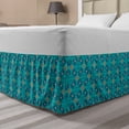 thumbnail image 1 of Orange and Turquoise Bed Skirt, Floral Motifs with Curlicues and Swirled Lines Pattern, Elastic Bedskirt Dust Ruffle Wrap Around for Bedding Decor, 4 Sizes, Orange Turquoise, by Ambesonne, 1 of 2