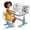 Blue #2, variant on Floseru Kids Desk and Chair Set, Height Adjustable Astronaut Pattern Children School Desk with Shelf & Large Drawers, Kids Writing Study Table for Boys Girls 6