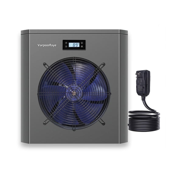 Varpoolfaye 110V Pool Heater Chiller for Above Ground Pool Up to 5000 Gallone Swimming Pool Heat Pump 16000BTU WiFi Control Timer 110V 60HZ