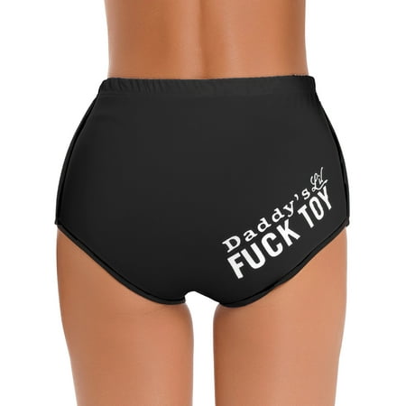 TiaoBug Women s Letter Print Yoga Booty Shorts Sports Yoga Workout Hot Pants Bikini Briefs Black M
