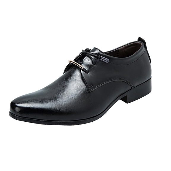 Xfvqtps Mens Dress Shoes British Style Simplicity Pointy Toe Lace up Soft Sole Breathable Comfortable Fashion Classic Formal Business Casual Leather Shoes Black