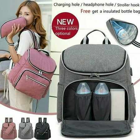 Diaper Bag Backpack Nappy Bag Baby Bags for Mom Maternity Diaper Bag Stroller Straps Thermal Pockets, Wide Shoulder Straps, Water