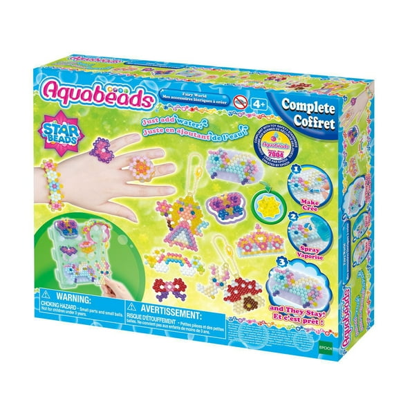 Aquabeads Monde Féerique Kit Complet de Perles d'Art et d'Artisanat pour Enfants, Plus de 800 Perles et Bagues Portables, bracelets, Porte-Clés et Plus Encore