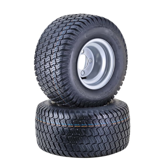 WANDA Lawn Mower Tractor Tire & wheel 18X9.5-8 4-Ply with 4 Lugs on 4" PCD Silver Wheel-13032,SET 2