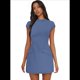 thumbnail image 3 of Vestido de Verano para Mujer, Cuello Alto, Corta, Minivestido de Fiesta, Azul y Gris, Talla XXL, 3 of 8
