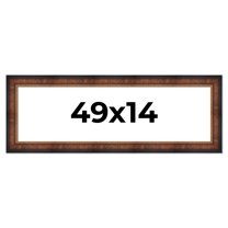 49x14 Frame Brown Walnut Gold Ornate Trim Solid Wood Plein Air Picture Frame | 3 Inch Moulding
