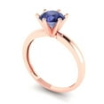 thumbnail image 2 of 1 ct Round Cut Simulated Tanzanite Solitaire 14K Rose Gold Womens Engagement Ring, 2 of 5