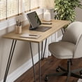 thumbnail image 3 of GDF Studio 50.8" Writing Desk with Hairpin Legs, Compact Workstation, Walnut and Black, 3 of 10