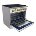 thumbnail image 2 of Akicon 36" Slide-in Freestanding Professional Style Gas Range with 5.2 Cu. Ft. Oven, 6 Burners, Convection Fan, Cast Iron Grates, & Blue Porcelain Oven Interior, In White with Gold, 2 of 9