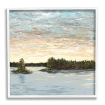 Stupell Industries Abstract Lake Islands Landscape Painting White Framed Art Print Wall Art, 24 x 24