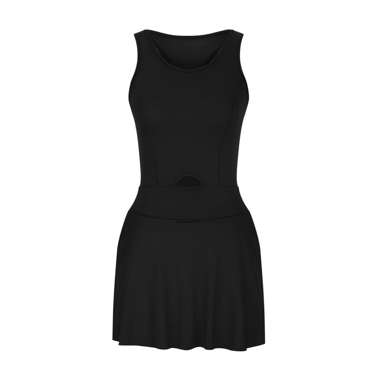 Womens Athletic Tennis Dress with Shorts Cut Out Racerback