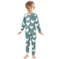 thumbnail image 3 of White Chicken Leaves Pattern Cotton Pajamas 2 Piece Set Sleepwear Soft and Comfortable Homewear Nightwear, 3 of 7