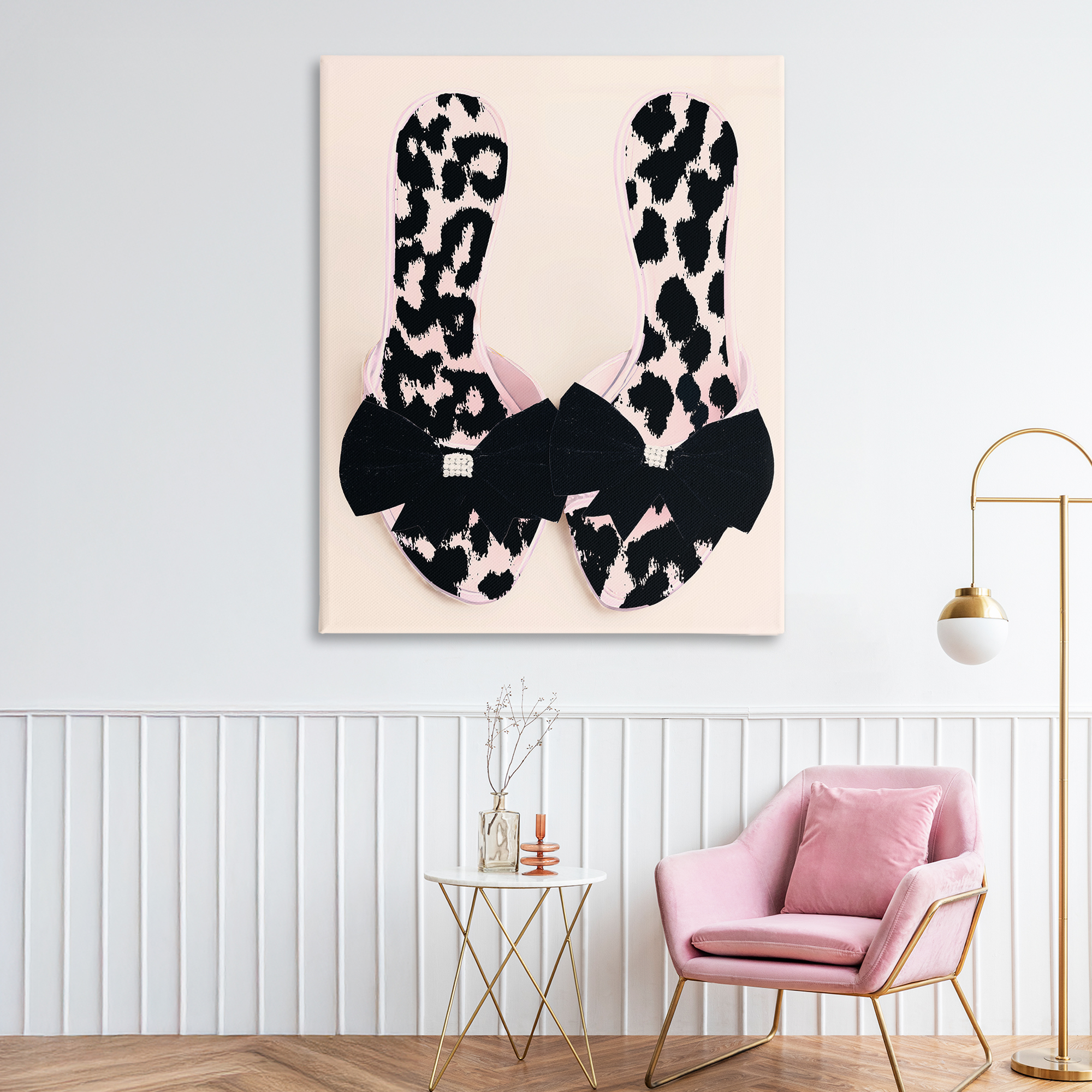 Cat Walk Spotted Shoes Canvas Wall Art, design by Annabelle Hall