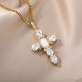 thumbnail image 2 of Crystal Zircon Cross Necklace For Women Choker Charm Virgin Mary Pendant Box Chain Female Jewelry Collier Femme - Gold-color - 17.5 inch (box), 2 of 3