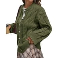 thumbnail image 3 of Long Sleeve Button Down Women Solid Casual Cable Knit Cardigan Coat, 3 of 5