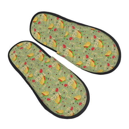 

Ocsxa Mens Womens Cozy Memory Foam Scuff Slippers Slip On Warm House Shoes Indoor/Outdoor Taco Designs-Medium