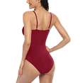 thumbnail image 3 of Hilor Women's One Piece Swimsuits Ruched Twist Front Swimwear V Neck Tummy Control Bathing Suits Monokini, 3 of 7