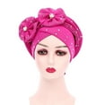 thumbnail image 2 of Travelwant African Turban Cap Flower Pattern Headwrap Elastic Knot Pre-Tied Bonnet Beanie Hat for Women, 2 of 7