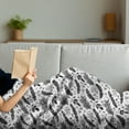 thumbnail image 3 of Occult Soft Flannel Fleece Throw Blanket, Monochromatic Elements Composition Feather Mushroom Letters, Cozy Plush for Indoor and Outdoor Use, 70" x 90", Charcoal Grey White, by Ambesonne, 3 of 5