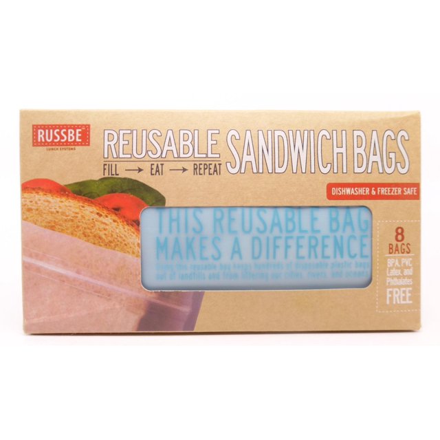 Russbe Reusable Sandwich Bags, Dishwasher & Freezer Safe, BPA & PVC