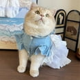 thumbnail image 4 of HQREA Girl Dog Denim Dress with Flared Sleeves for Small Dogs Cat Cake Skirt Pet Outfit, 4 of 6