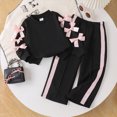 thumbnail image 2 of xaweyi Toddler Girls Casual Two Piece Outfit Butterfly Tie Sweatshirt Paired with Long Sleeve Trousers Size 2-3 Years, 2 of 8