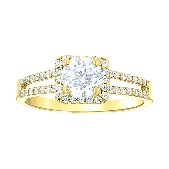 14k 14kt Two-Tone Gold Womens Cubic Zirconia Halo Engagement Ring