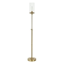 Evelyn&Zoe Frieda 66" Tall Floor Lamp with Glass Shade, Brass/Clear