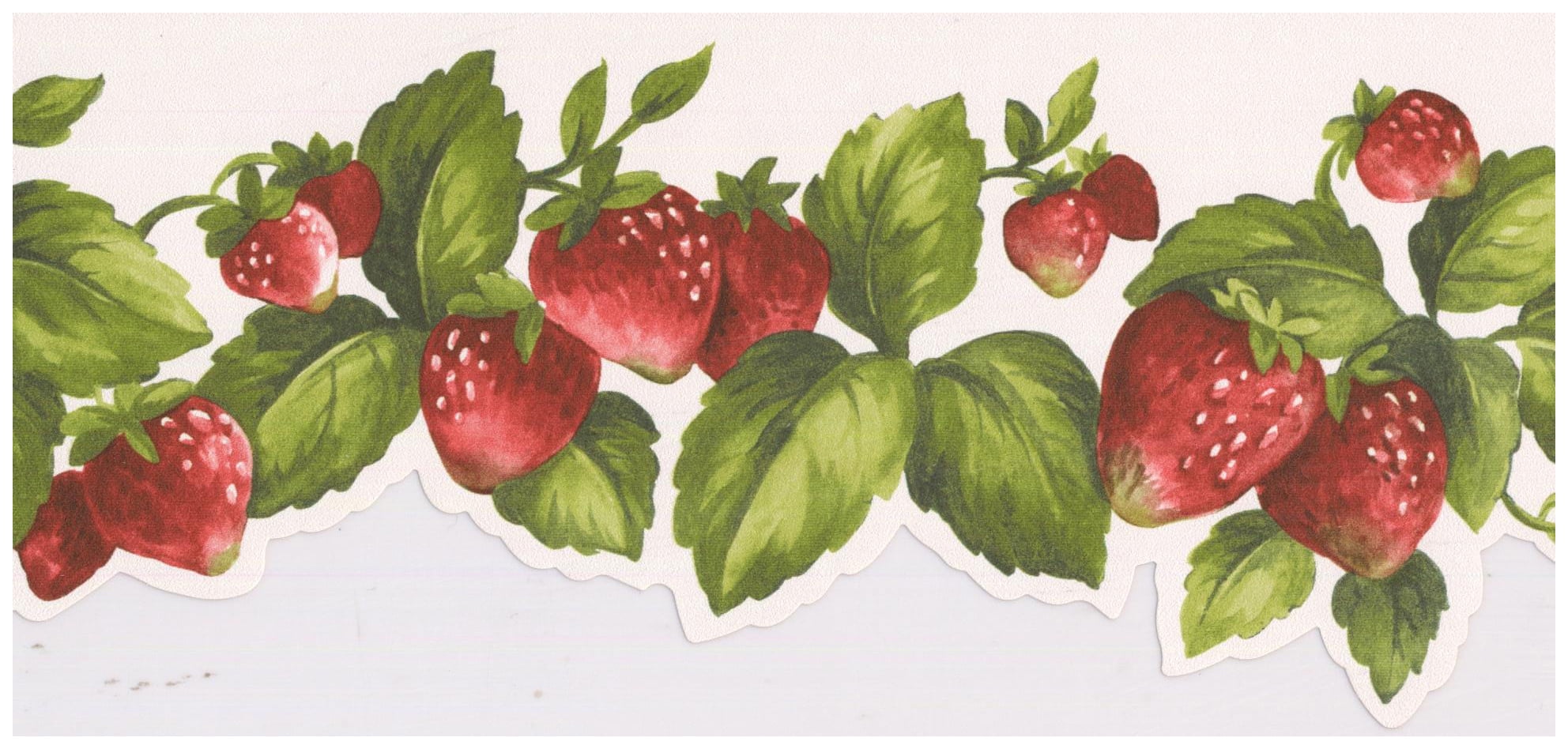 Prepasted Wall Border Strawberry on Vine Scalloped Floral Wallpaper
