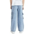 thumbnail image 3 of Tiijoy Big Boys Denim Jeans Elastic Waist Straight Leg Denim Cargo Pants, Sizes 9-10, 3 of 4