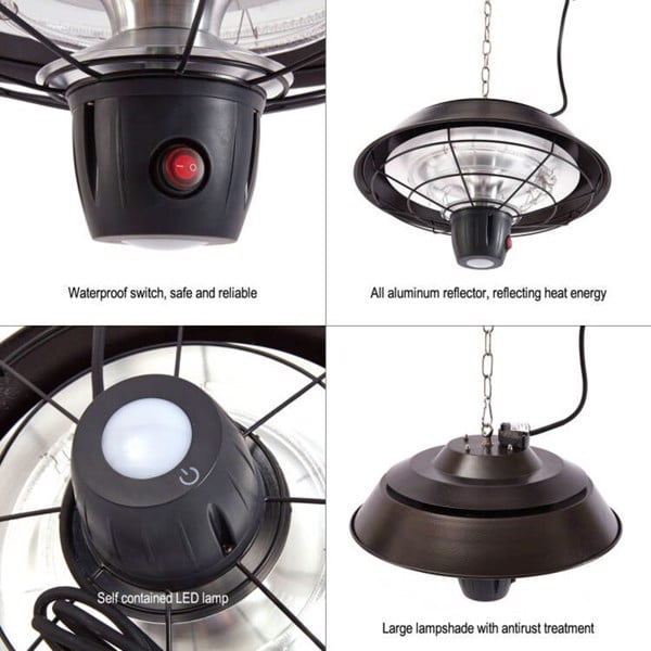 Outdoor Electric Ceiling Patio Heater Indoor Infrared Heating Light with  remote control outdoor heat lamps for patio hanging heater outside heaters  patio electric1500W - Walmart.com
