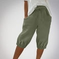 thumbnail image 2 of Casual Pants for Women High Waisted Knee Length Elastic Waist Summer Jogger Shorts with Pockets, 2 of 5