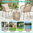 thumbnail image 6 of 3-Piece Patio Set Wicker Patio Bistro Furniture Set Outdoor All-Weather Wicker Furniture for Porch Backyard Rattan Conversation Set W/Glass Coffee Table Top and 2 Chairs/Cushions, 6 of 7