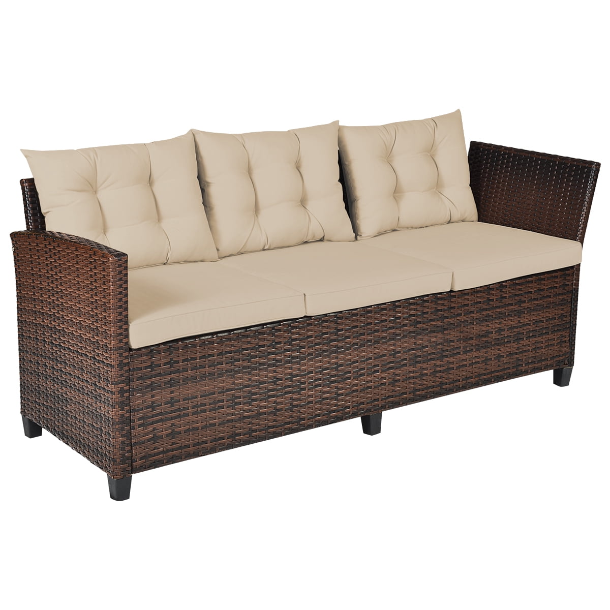 Outdoor 3 Pieces Sectional Furniture Set Wicker Rattan Sofa Set