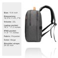 thumbnail image 5 of Waterproof Polyester 15.6 Inch Laptop Backpack - 19L Capacity, Ergonomic Padded Straps, Multiple Compartments for Business, Travel, School - Unisex Design, Durable Tear-Resistant Casual Daypack (Dark, 5 of 5