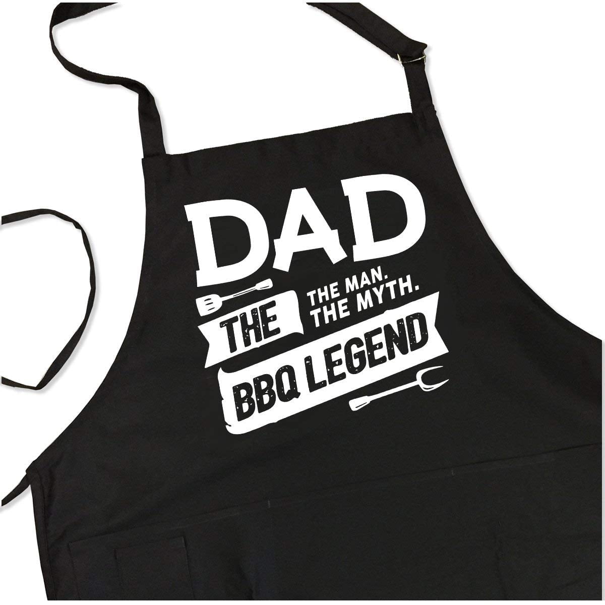 Dad The Man The Myth BBQ Legend Kitchen Cooking Apron with Pockets 