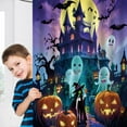 thumbnail image 3 of Halloween Shower Curtain, Scary Halloween Shower Curtain Set, Spooky Castle Halloween Decor, Horror Haunted House Bathroom Home Indoor Decorations, Waterproof Bathroom Curtain with Hooks 72"X72", 3 of 7
