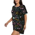 thumbnail image 2 of Wukai I love you Mom Print Women's Pajama Set - Short-Sleeve Top and Shorts with Elastic Waistband and Pockets for Loungewear, Yoga, and Casual Wear-Medium, 2 of 8