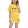 thumbnail image 2 of ATOGUTA Size 5-14 Years Girl's Clothing Sets Kids Short Sleeve T-Shirts and Elastic Waist Shorts Clothing Sets Yellow, 2 of 6