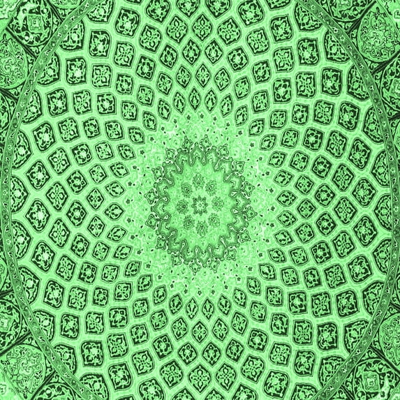 Ahgly Company Indoor Square Medallion Emerald Green Traditional Area Rugs, 5' Square