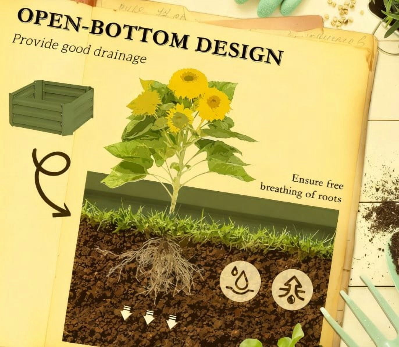 Garden Bed, Galvanized Planter Box, Raised Garden Bed with Cage for Climbing Vines