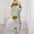 thumbnail image 5 of Disketp Pajamas Set Long Sleeve Sleepwear Womens Button Down Nightwear Pj Sets-Hello, 5 of 9