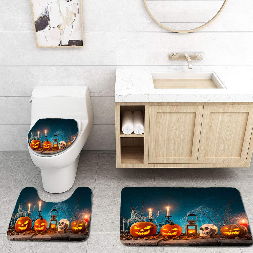 Bathroom Rug Halloween Home Decor Bath Mat,Pumpkin Indoor Bath Rug INGRINC Halloween Decorations Doormat,Welcome Door Mat 