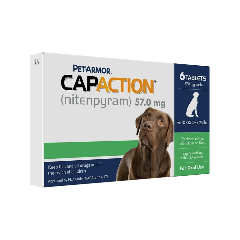 PetArmor CapAction Oral Flea Tick Tablets for Medium Large Dogs 25.1 125 lbs 6 Doses 57 mg Walmart