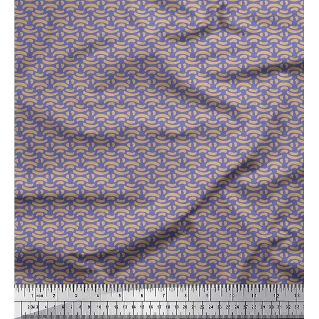 Soimoi Polyester Crepe Fabric Brush Stroke Abstract Print Fabric by The Yard 52 Inch Wide