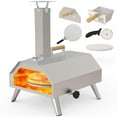 thumbnail image 4 of Segmart 12" Wood-Fired Outdoor Pizza Oven, Portable Multi-Fuel Pizza Maker with Built-In Thermometer & Stainless Steel Cooking Grill,Wood Handle for Backyard, Camping , Picnics-Silver, 4 of 10