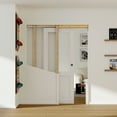 thumbnail image 3 of 32" x 80" Sliding Pocket Doors Half Tempered Frosted Glass Closet Door with Frame & Hardware Kit Included, Interior Single Doors Easy Assembly, 3 of 7