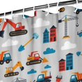 thumbnail image 3 of Cartoon Construction Vehicles Buildings Gray Pattern Shower Curtain 84"x72" ,Bathroom Decorative Shower Curtains Set with 12 Hooks,Modern Waterproof Washable Shower Curtain, 3 of 6