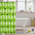 thumbnail image 3 of Manfei Halloween Ghost Print Shower Curtain 72Wx78L,Green Cartoon Floral Bath Curtain, 3 of 5